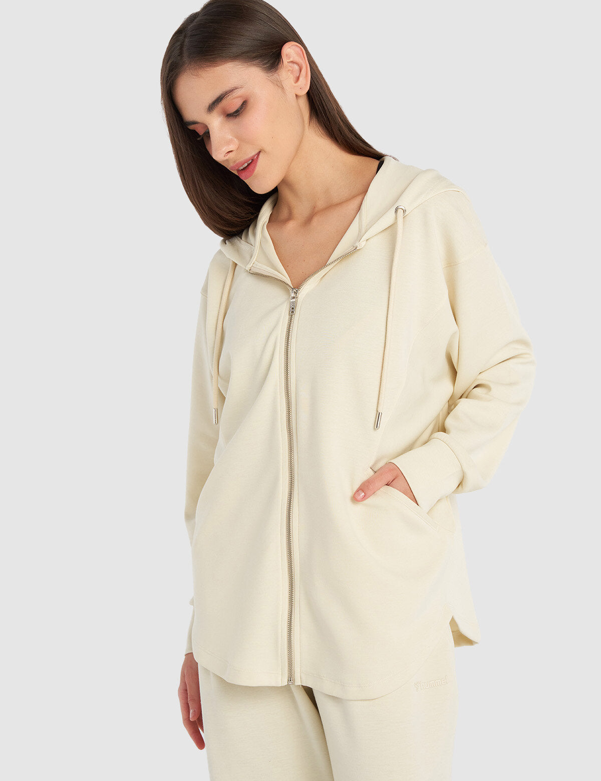 Hummel hmlINBAR zip hoodie in whitecap grey - Image 1