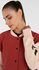 Hummel hmlTELMA bomber zip jacket in mineral red - Image 2