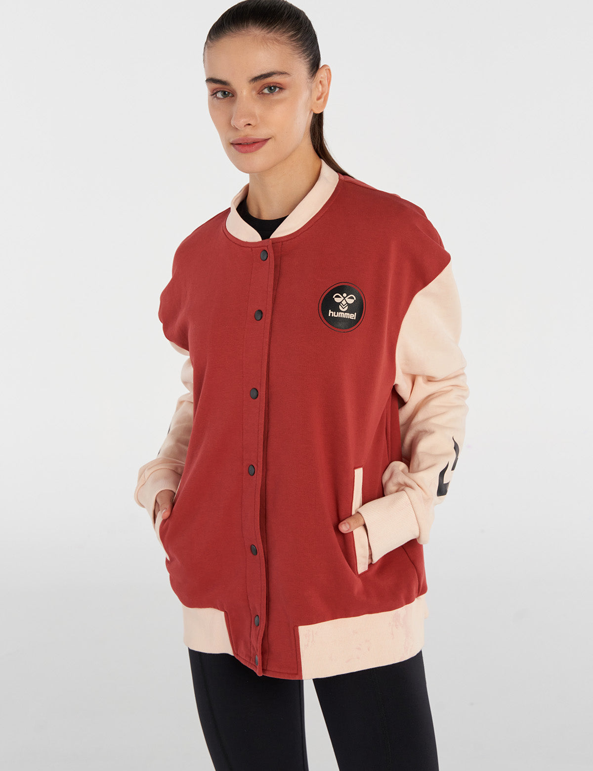 Hummel hmlTELMA bomber zip jacket in mineral red - Image 1