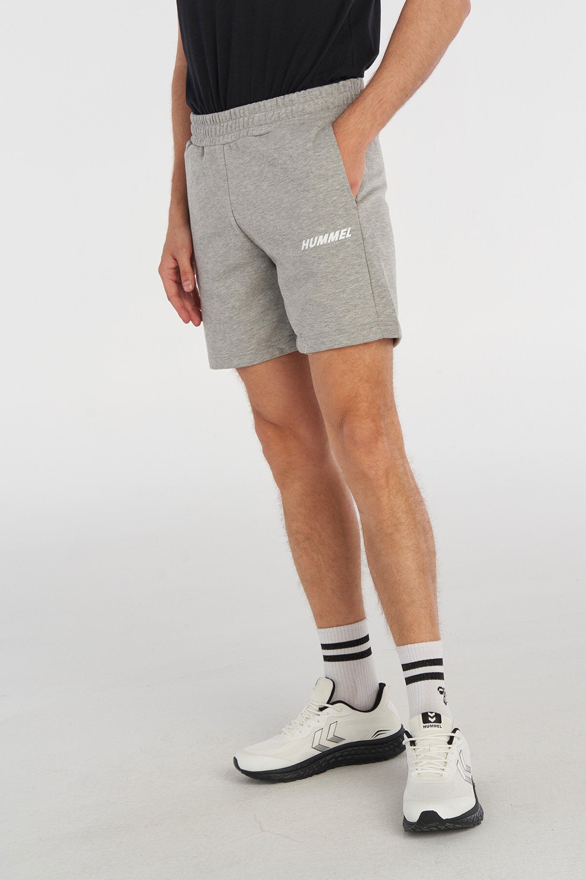 Hummel hmlELEMENTAL cotton shorts in grey melange - Image 1