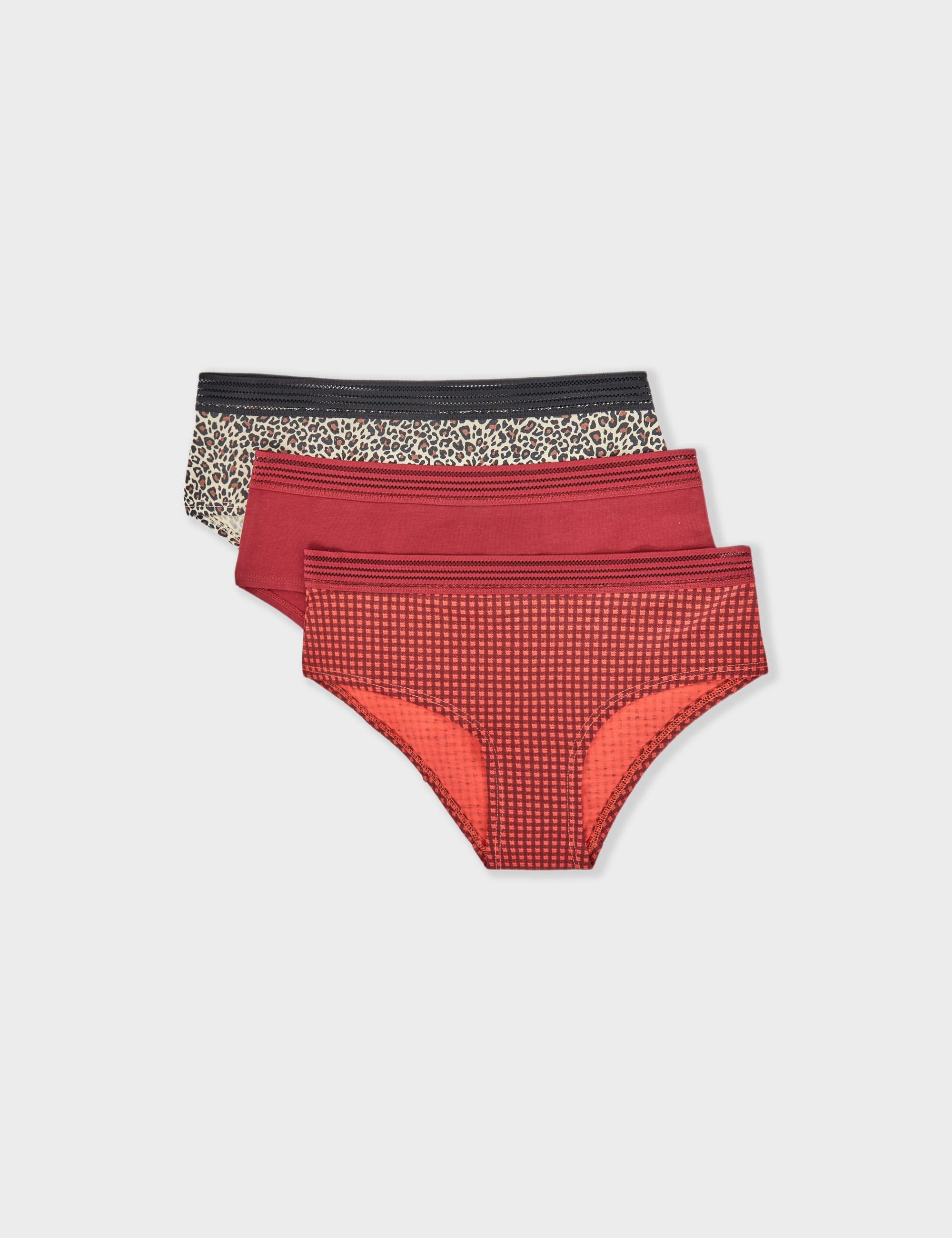 Etam JACKIE LACE - 3 SHORTIES in Garnet Bordeaux - View 1