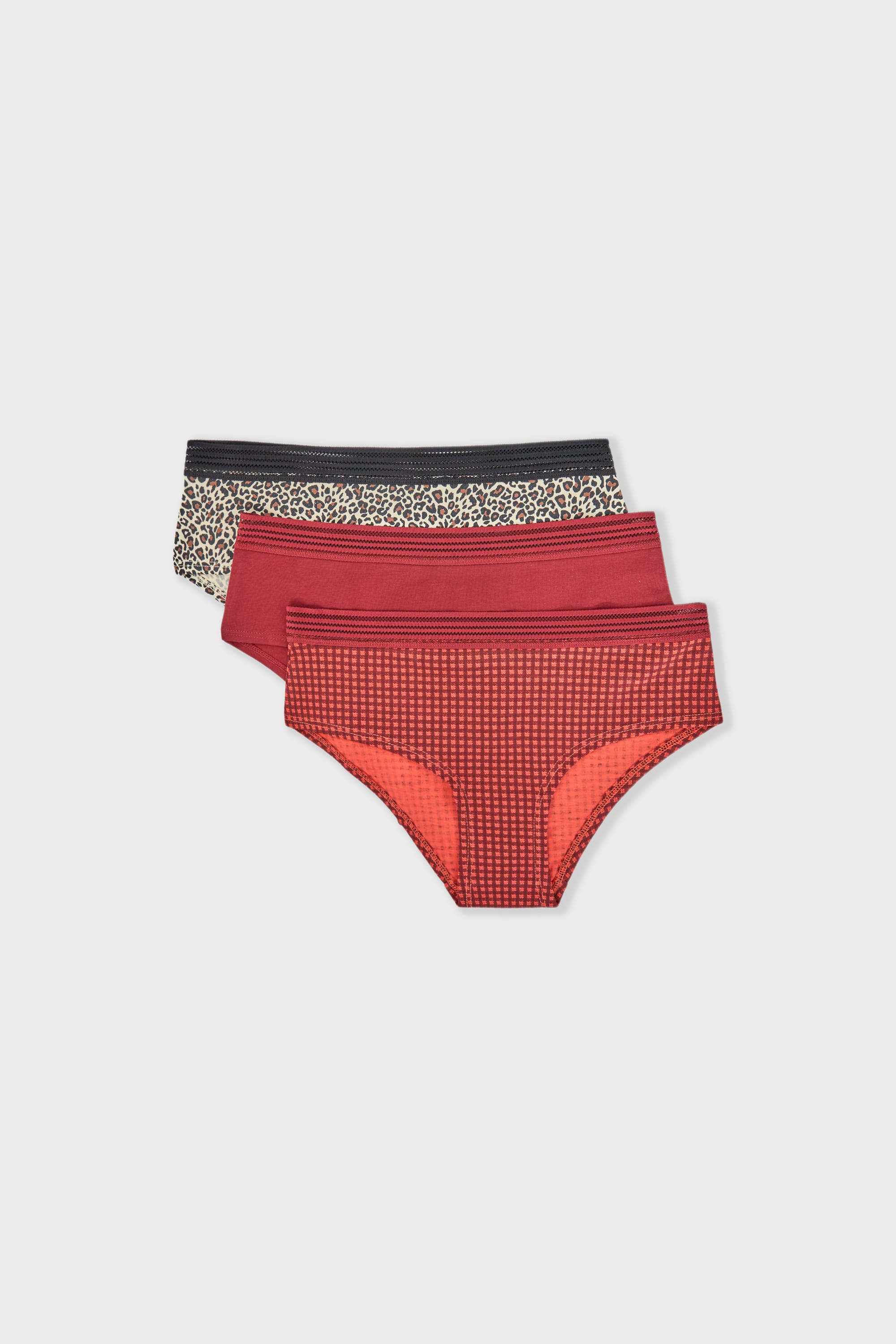 Etam JACKIE LACE - 3 SHORTIES in Garnet Bordeaux - View 1