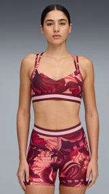 PUMA Floral ribbon low-support bra in ruby shimmer - Image 1