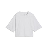 PUMA WARDROBE essentials oversized short tee women in white glow heather - Image 1