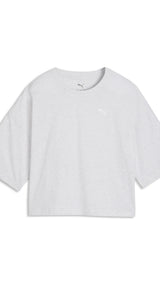 PUMA WARDROBE essentials oversized short tee women in white glow heather - Image 1