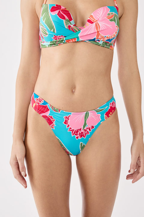 Etam hibiscus - tanga in blue/green print