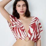 Etam kalio - top in blue/green print
