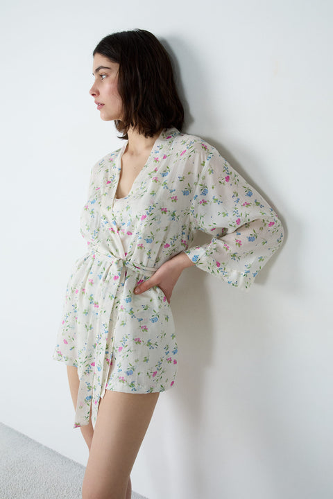 Etam prati - deshabille in blue/green print
