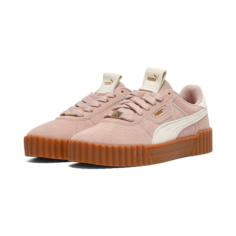 PUMA carina 3.0 luxe suede sneakers women in rose latte and alpine snow