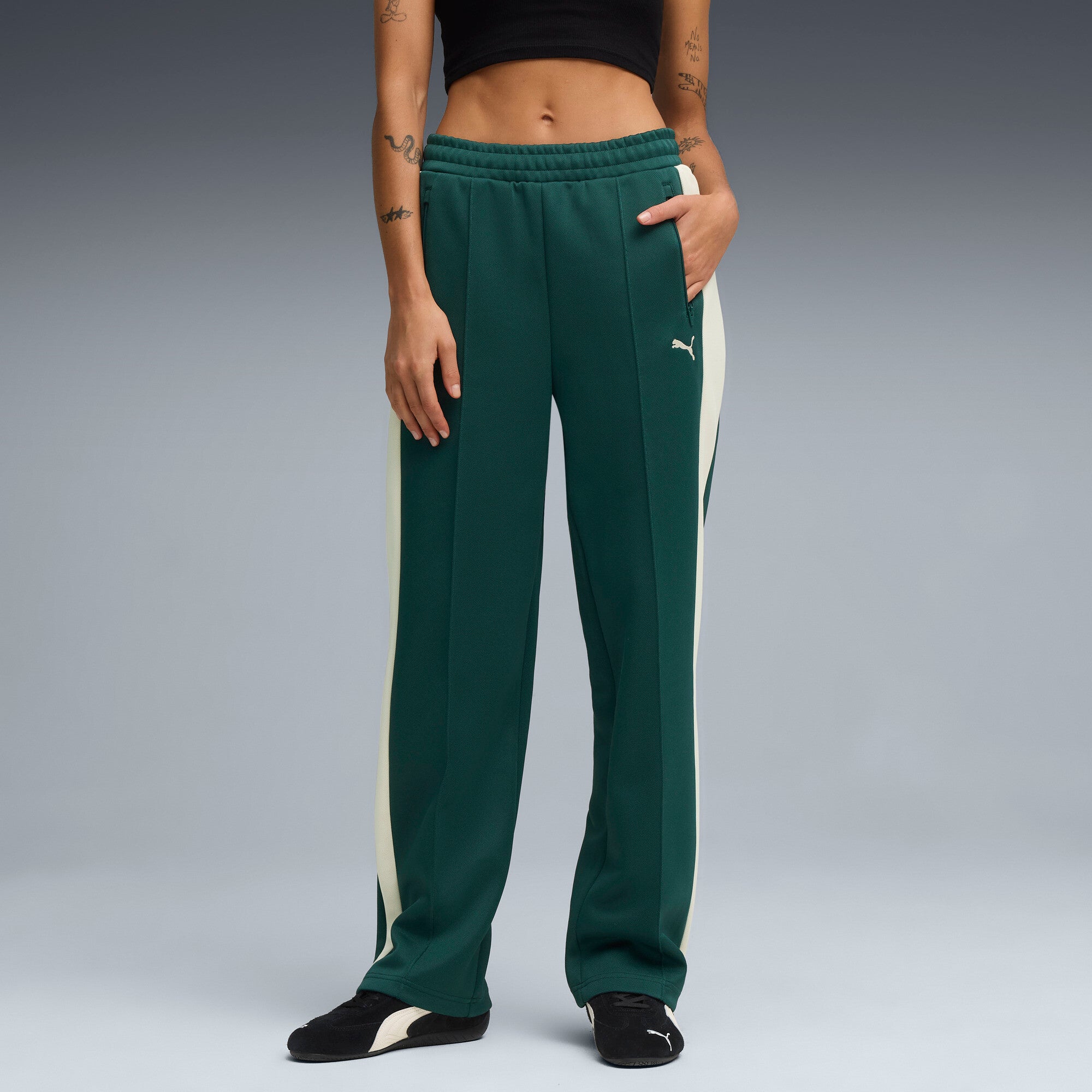 PUMA T7 ALWAYS ON straight track pants in green terrain - Image 1