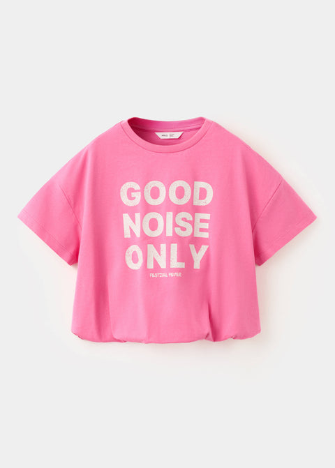 Mango camiseta noise in fluorescent pink