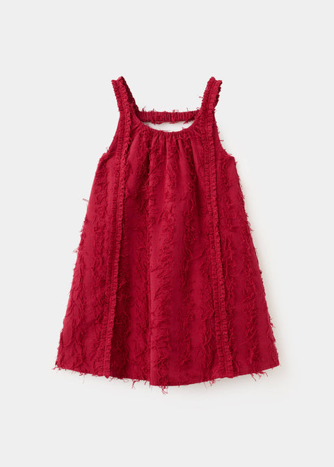 Mango vestido flecos in eggplant