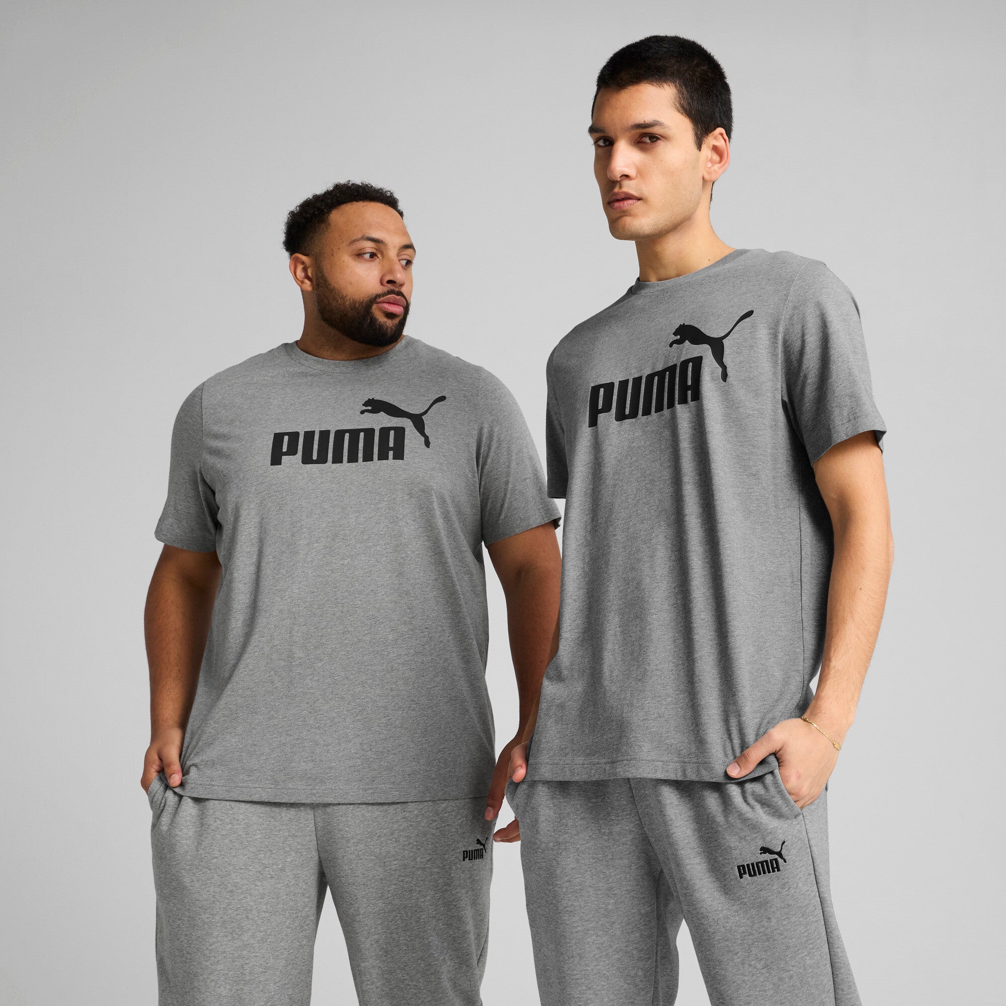 PUMA ESSENTIALS no. 1 logo tee in medium gray heather - Image 1