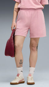 PUMA ESSENTIALS wash high-waist 5" shorts in poised pink - Image 1
