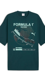 PUMA F1® relaxed graphic tee in green terrain - Image 1