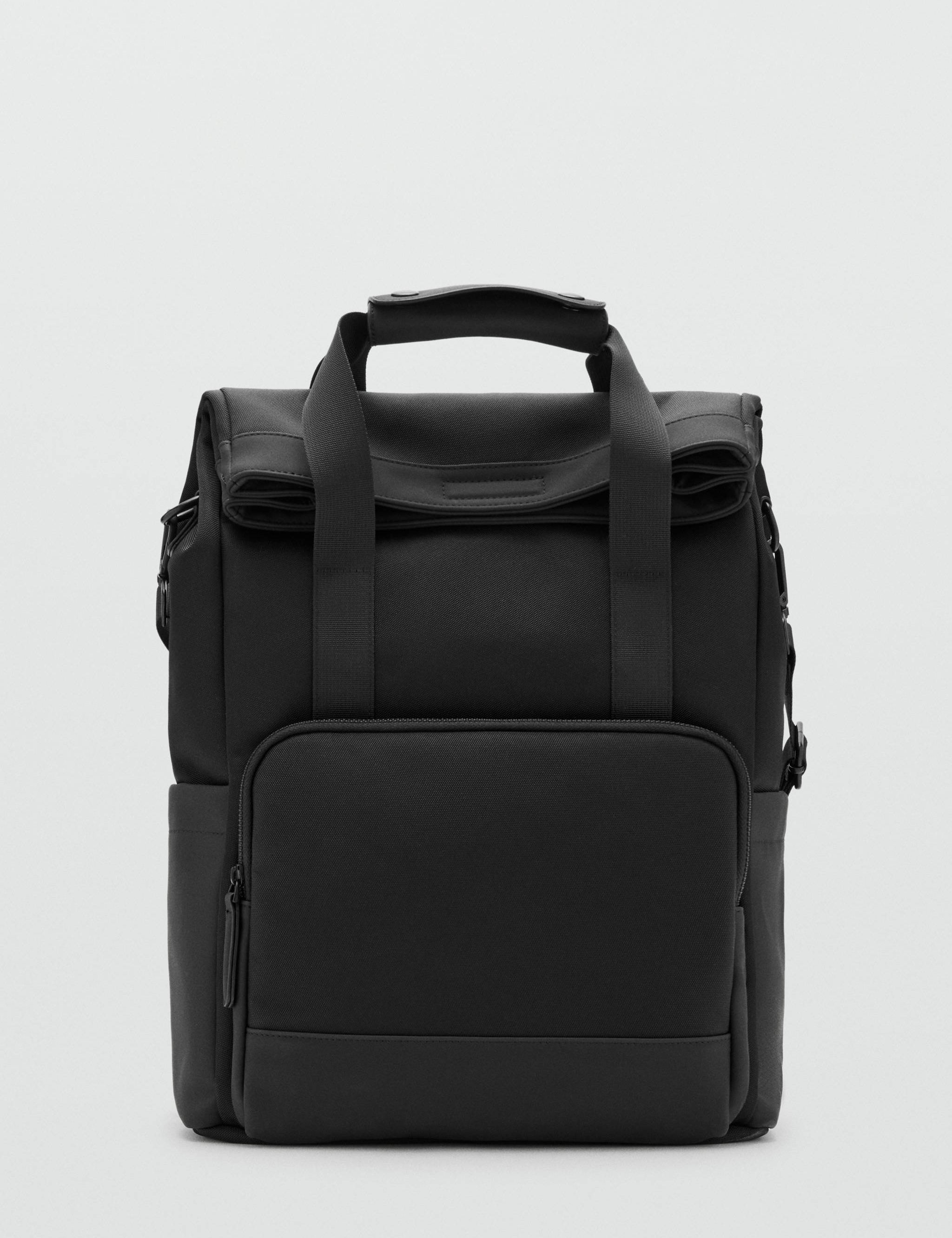 Mango mochila bagfold in black - Image 1