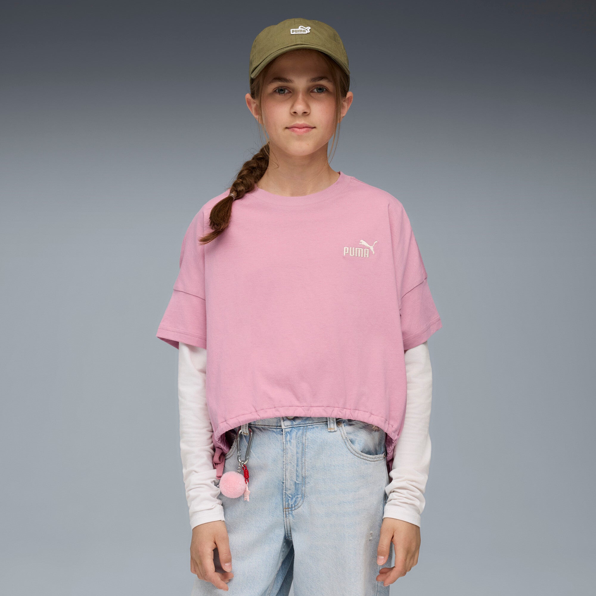 PUMA TWEENERVERSE knotted tee in poised pink - Image 1