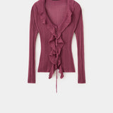 Mango cardigan volantes in wine - Image 1