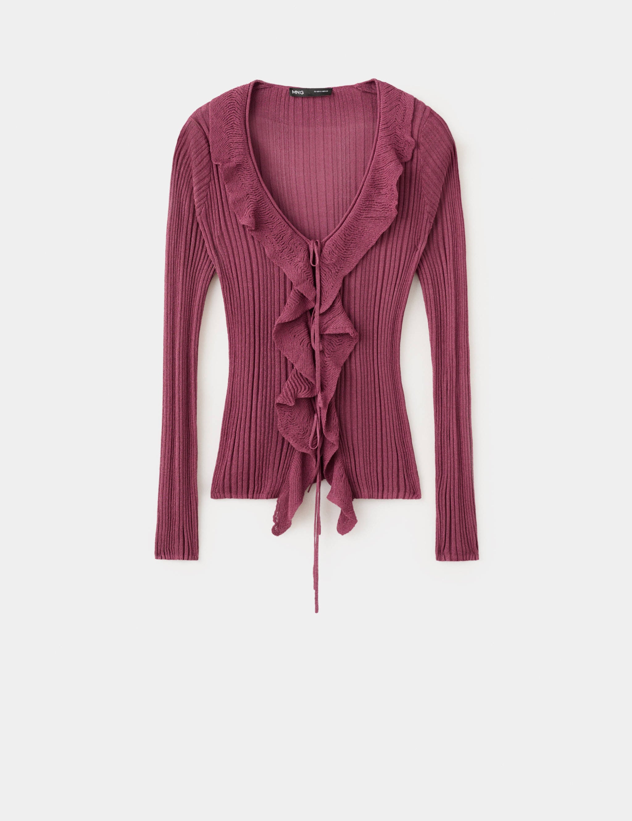 Mango cardigan volantes in wine - Image 1