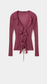 Mango cardigan volantes in wine - Image 1