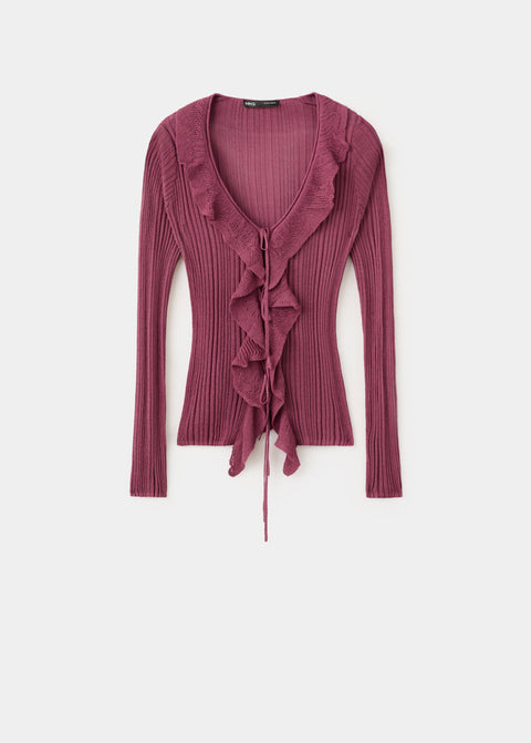 Mango cardigan volantes in wine