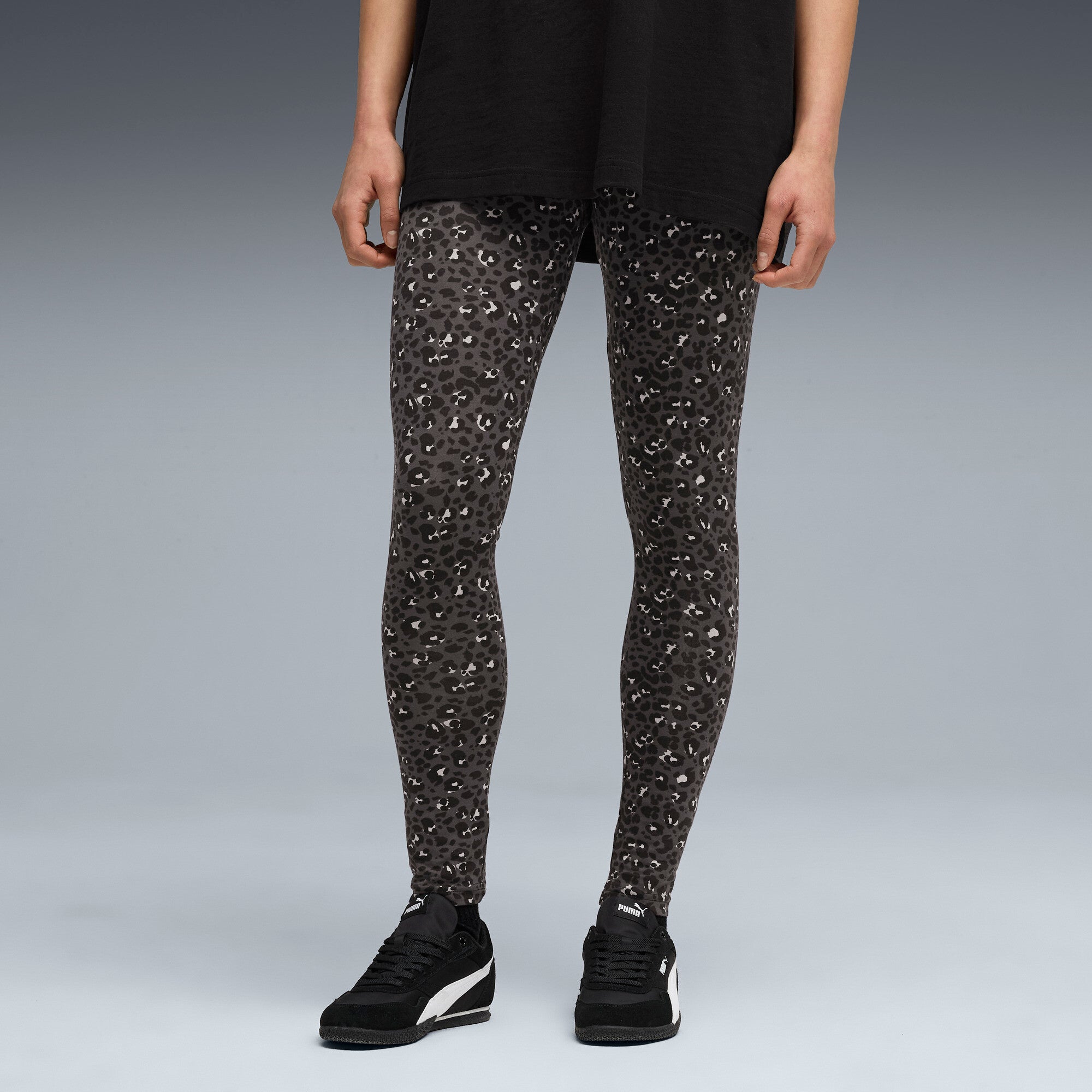 PUMA ESSENTIALS animal print leggings in black - Image 1