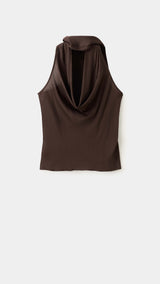 Mango top fleki in brown - Image 1