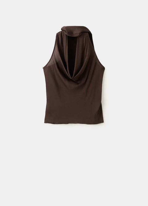 Mango top fleki in brown