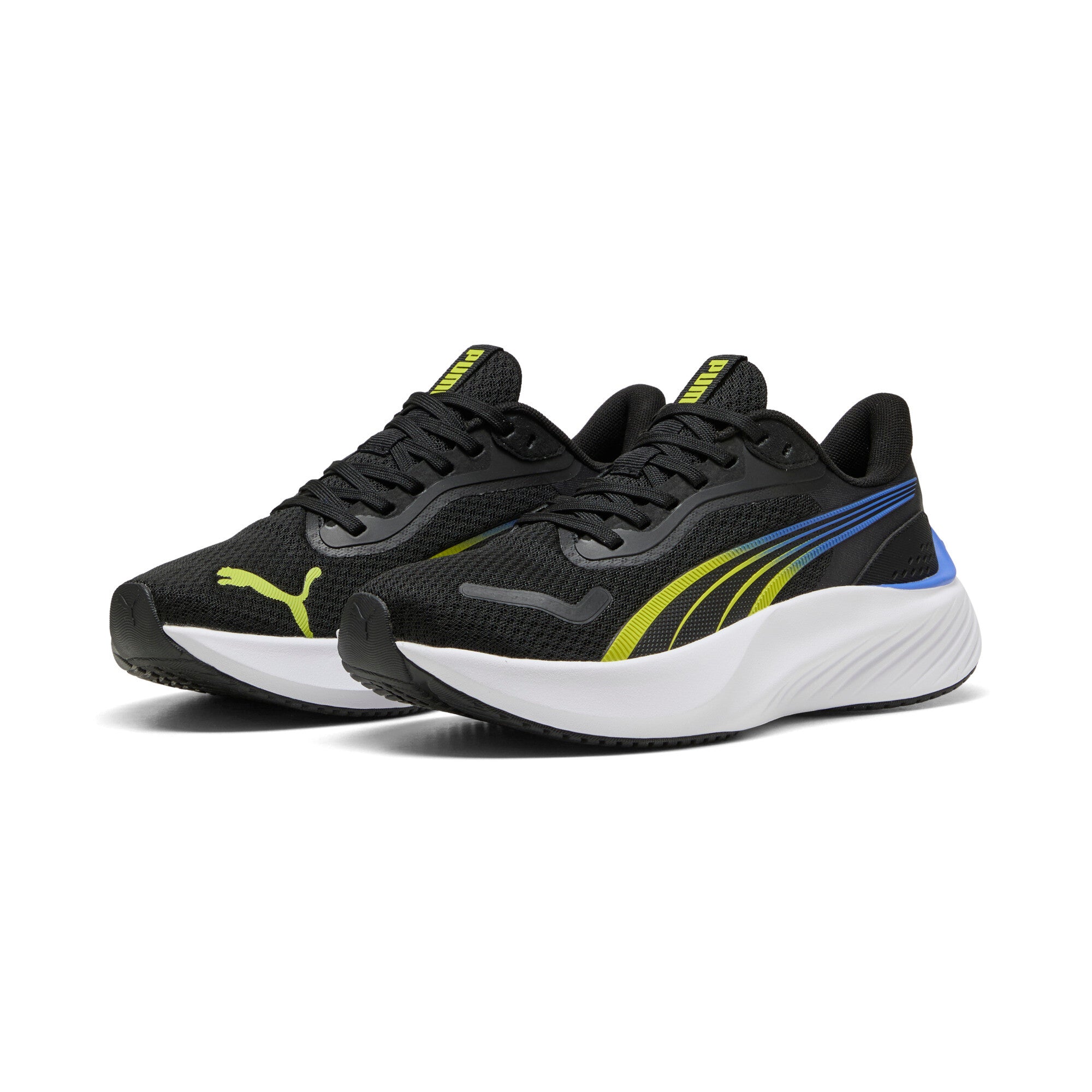 PUMA pounce lite running shoes youth in black and lime smash - Image 1