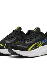PUMA pounce lite running shoes youth in black and lime smash - Image 1