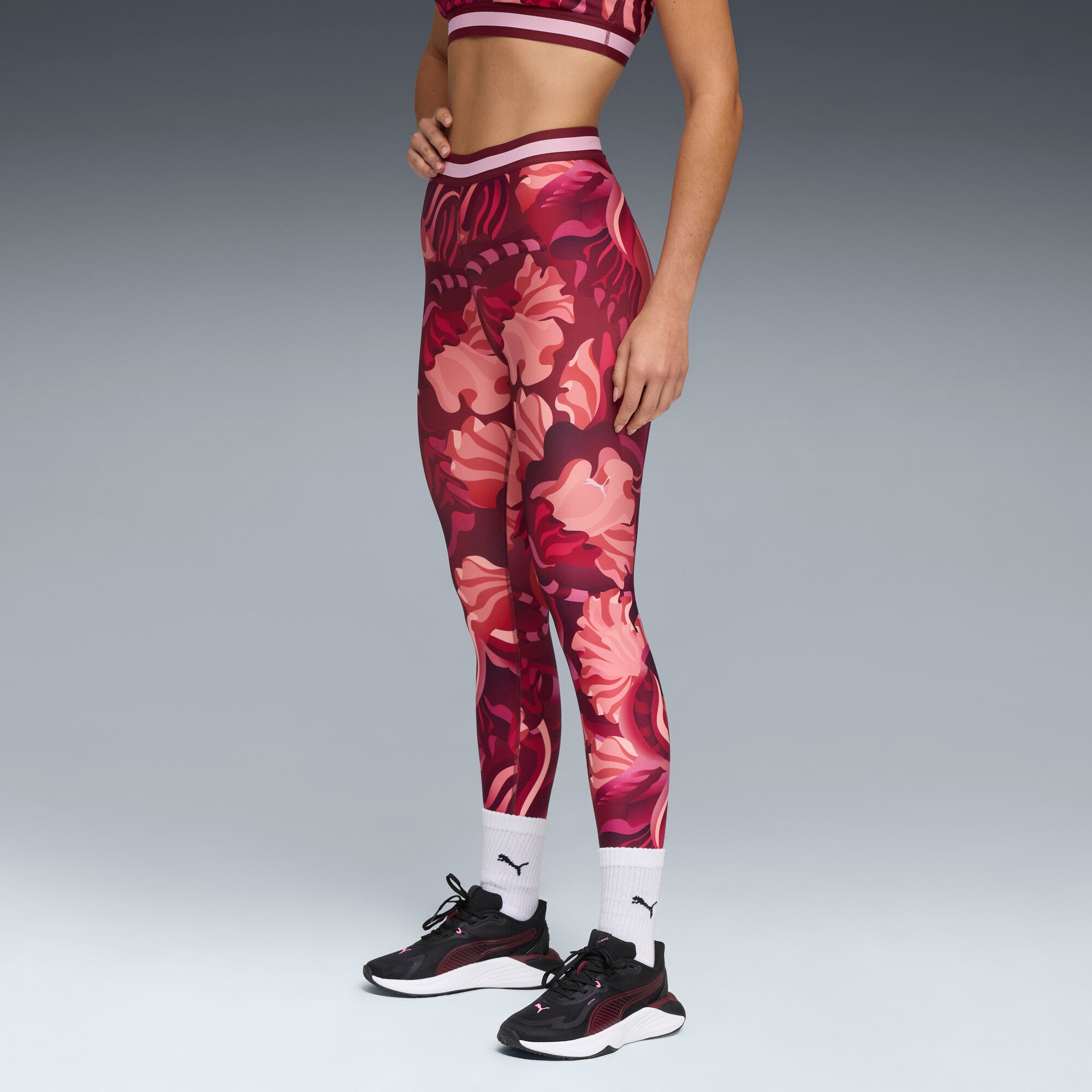 PUMA Strong high-waist tights in ruby shimmer - Image 1