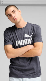 PUMA ESSENTIALS no. 1 logo heather tee in new navy - Image 1