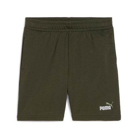 PUMA ESSENTIALS 2 colour no. 1 logo shorts in dark olive