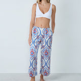 Etam bacio - pantalon 7/8 in blue/green print