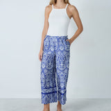 Etam mailan - pantalon 7/8 in blue/green print