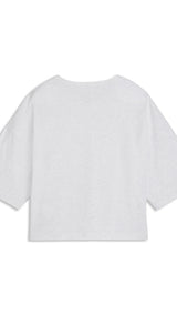 PUMA WARDROBE essentials oversized short tee women in white glow heather - Image 2