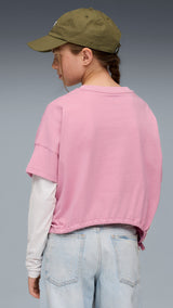 PUMA TWEENERVERSE knotted tee in poised pink - Image 2