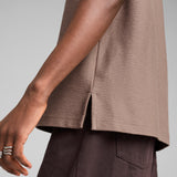 PUMA Premium ESSENTIALS relaxed jacquard polo in totally taupe - Image 2