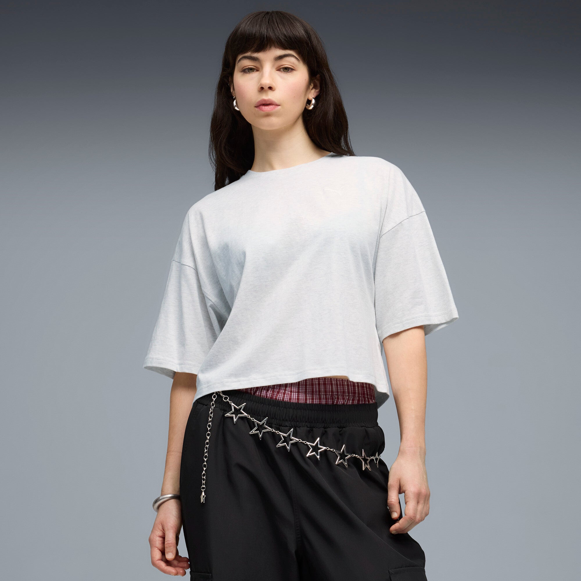 PUMA WARDROBE essentials oversized short tee women in white glow heather - Image 3