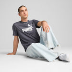 PUMA ESSENTIALS no. 1 logo heather tee in new navy - Image 3