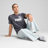 PUMA ESSENTIALS no. 1 logo heather tee in new navy - Image 3