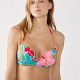 Etam hibiscus - push up in blue/green print