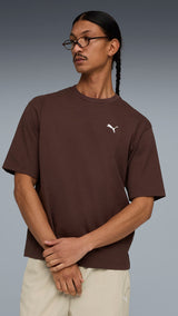 PUMA WARDROBE ESS boxy tee men in chocolate brown - Image 3