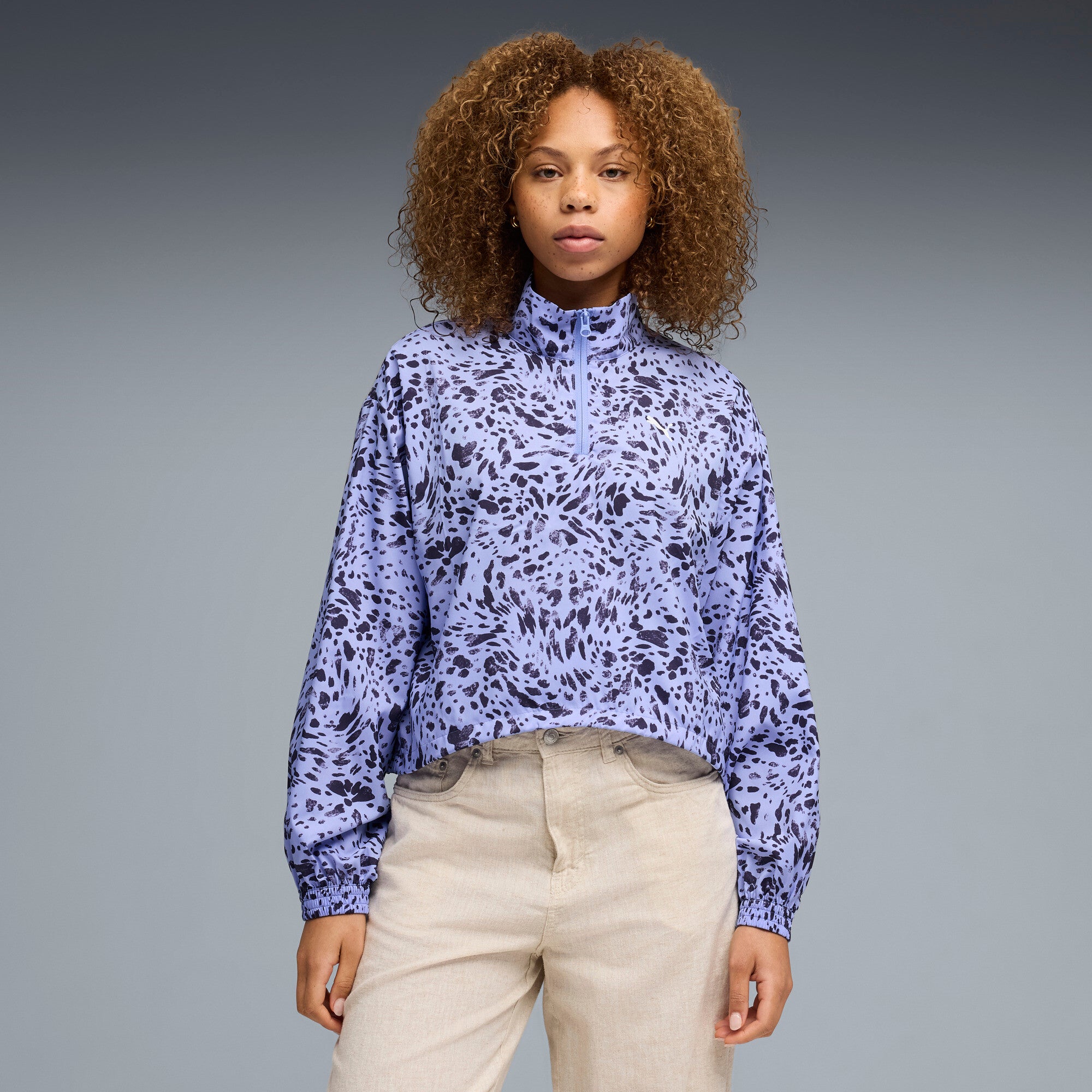 PUMA essentials animal print half-zip jacket women in intense lavender - Image 3