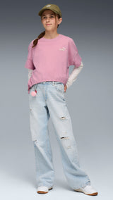 PUMA TWEENERVERSE knotted tee in poised pink - Image 3