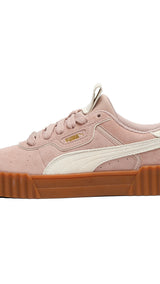 PUMA carina 3.0 luxe suede sneakers women in rose latte and alpine snow - Image 3