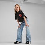 PUMA ESSENTIALS graphic short length tee in black - Image 3