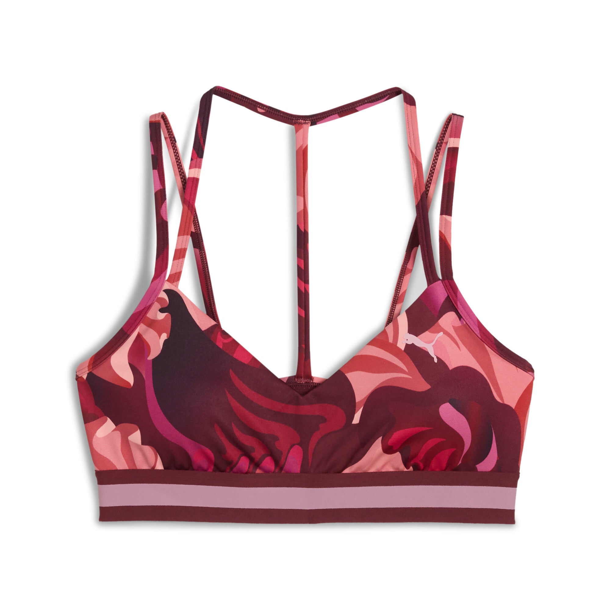 PUMA Floral ribbon low-support bra in ruby shimmer - Image 4