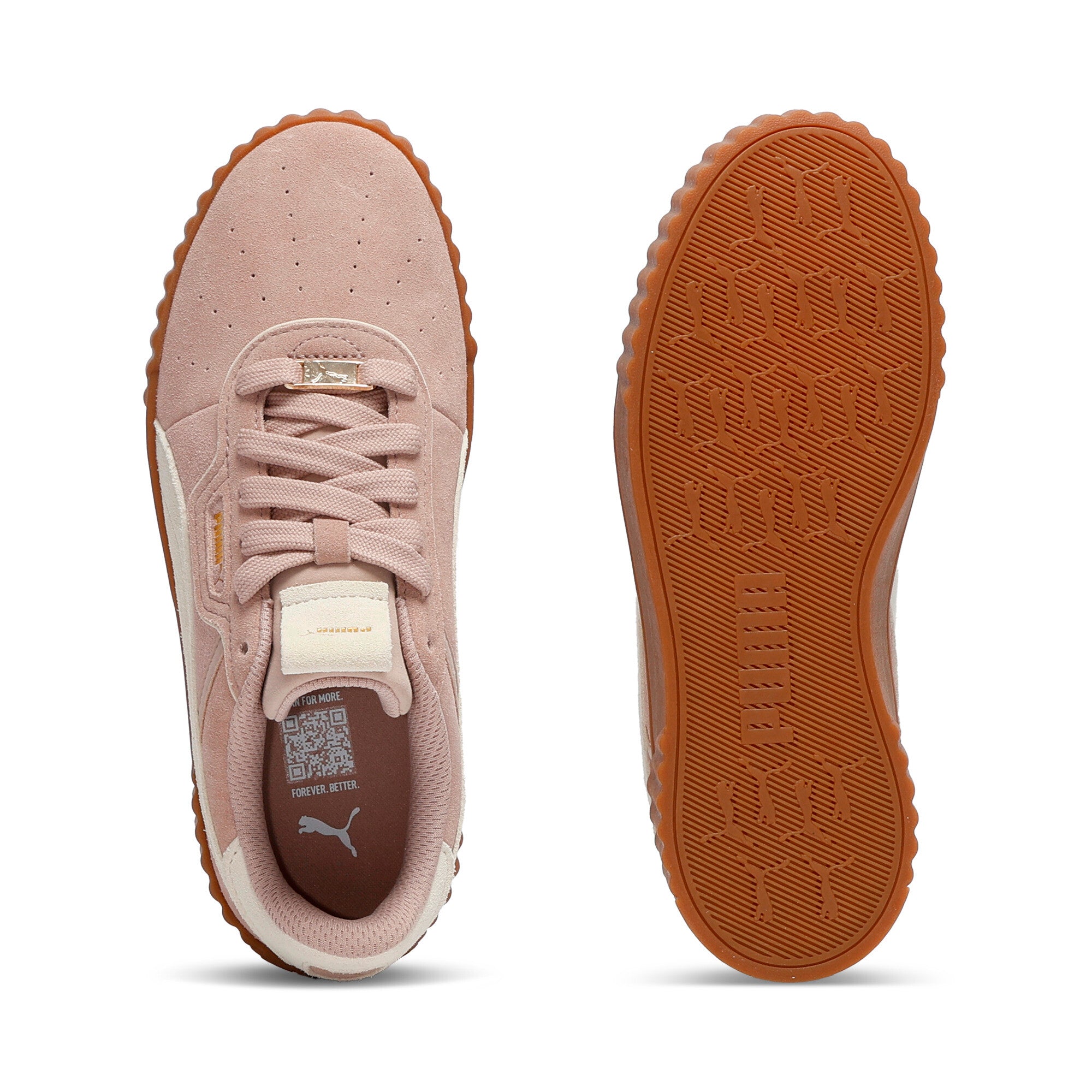 PUMA carina 3.0 luxe suede sneakers women in rose latte and alpine snow - Image 4