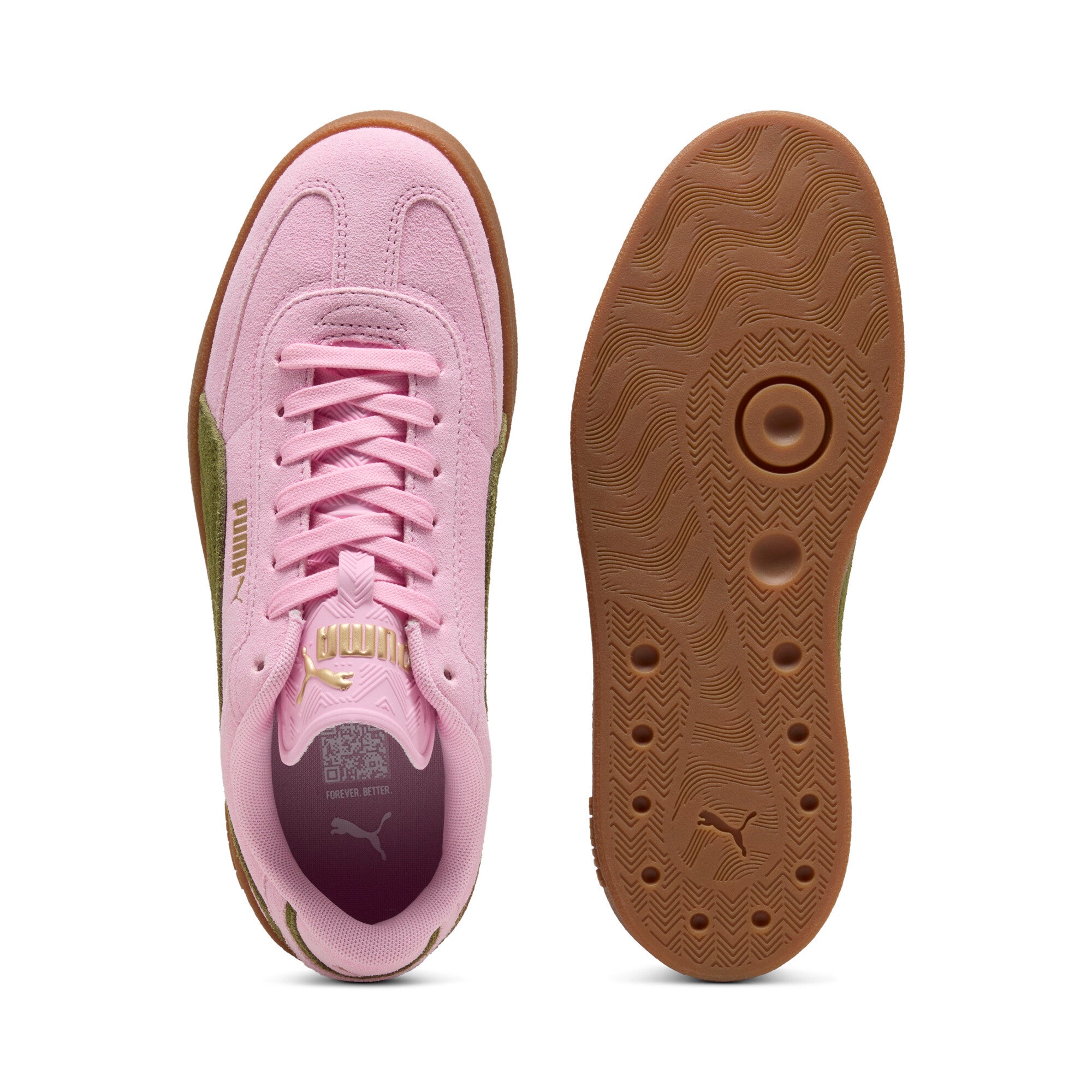 PUMA club II era sneakers unisex (400717) in pink shimmer and olive green - Image 4